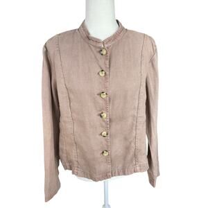 Claudio Milano 100% Linen Button Front Blazer Jacket Y2K Neutral Size MP